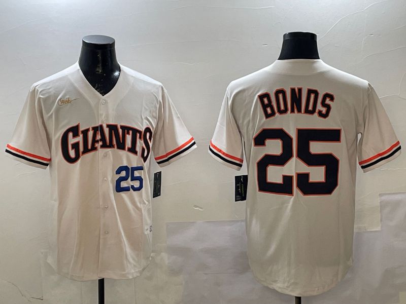 Men San Francisco Giants #25 Bonds Cream Throwback 2025 Nike MLB Jersey style 2->san francisco giants->MLB Jersey